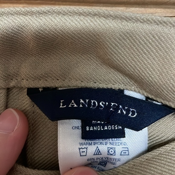 Lands' End size 12 Khaki Color A-Line Pleated Midi Skirt with Button & Side Zip - Picture 2 of 8